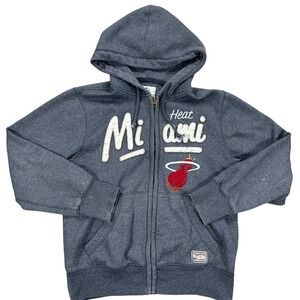 Campus Crew Sweatshirt Men's Large Gray Miami Heat‎ Hoodie Fleece Basketball Y2K